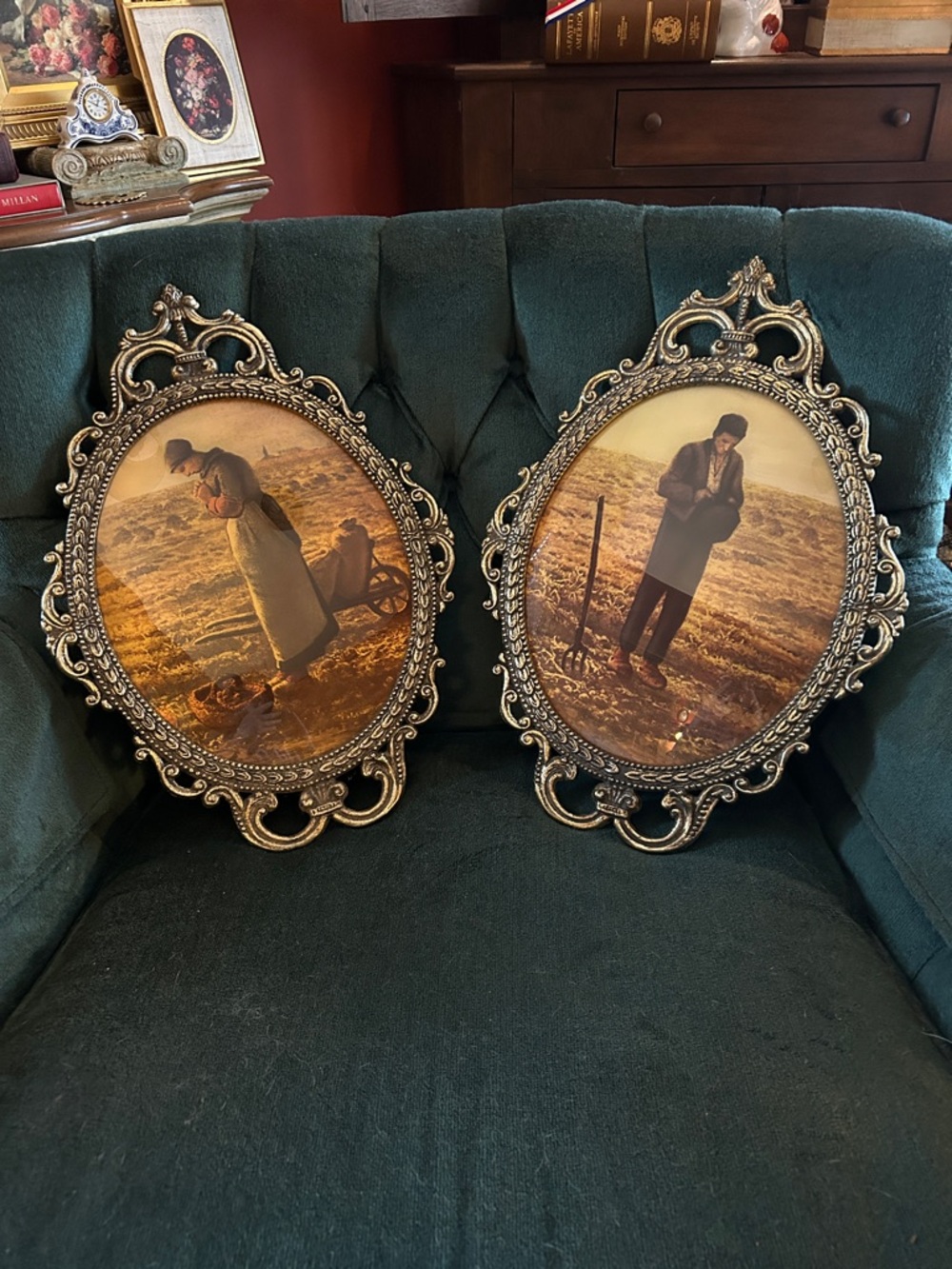 Convex Bubble Glass framed prints of The Angelus Peasant Farmers - Picture 7 of 9